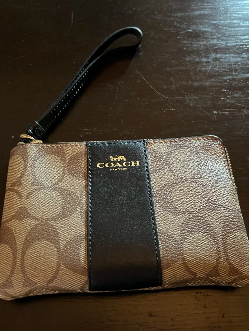 Coach Coated Canvas Corner Zip Wristlet